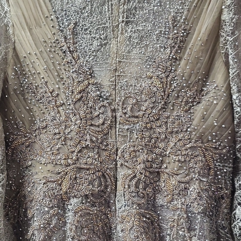 Mac duggal 20283 Grey/mocha goen 10 nwt - Picture 7 of 12